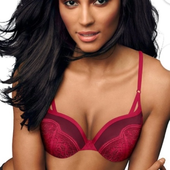 32B Maidenform Love the Lift Push Up & In Demi Bra, Armature Red/Burgundy Sunset - Picture 1 of 8